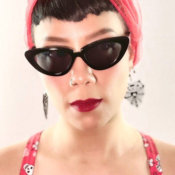 Pinup 50s Lucy Black Pin Up Girl Cateye Retro VIntage Style Sunglasses - Picture 4 of 5